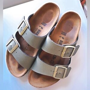 Birkenstock Arizona Double Strap Sandals Olive Shimmer
